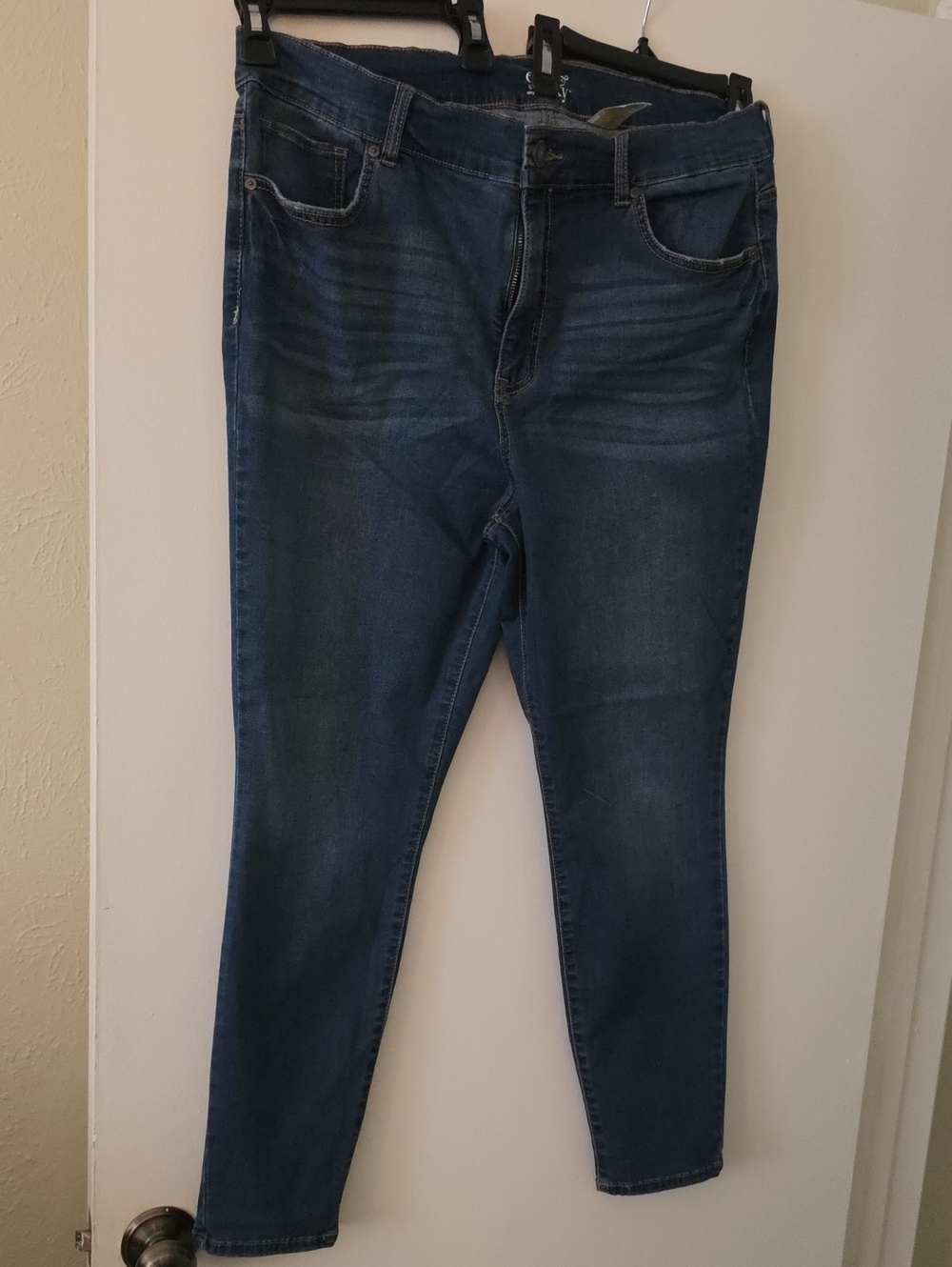 Terra & Sky Women's Skinny Jeans in Dark Blue Wash